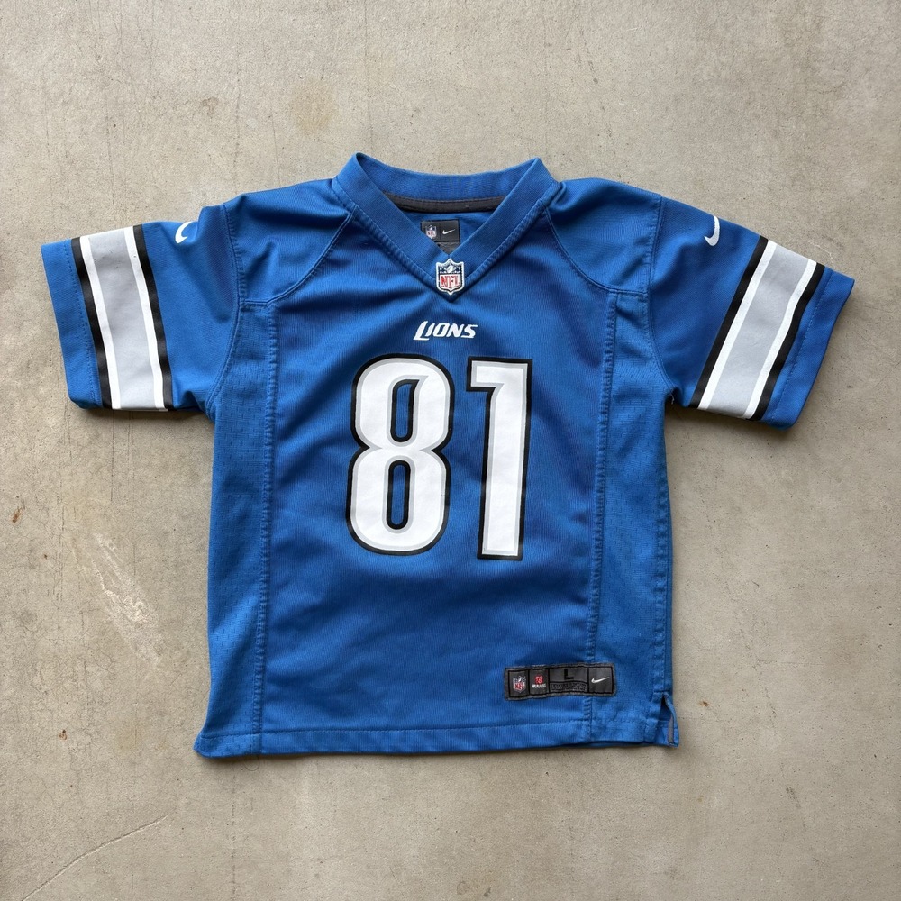 Nike Calvin Johnson Detroit Lions Jersey Blue Kids Large L 81 Megatron NFL Shirt